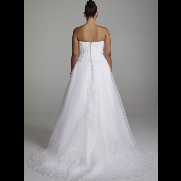 NWT Organza Corset Wedding Dress with Beaded Lace size 16W - Picture 3 of 5